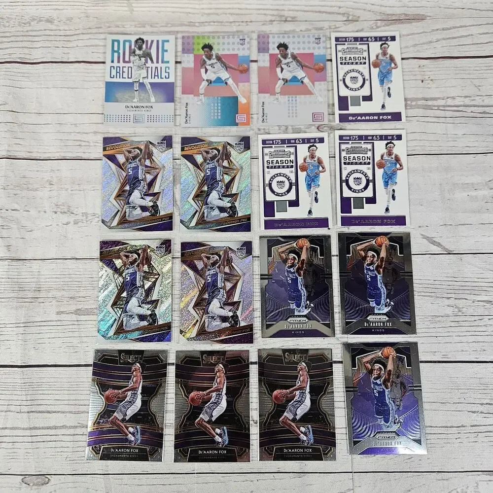 De'Aaron Fox Card Lot Of 16 Cards Rookie And Sophomore Year Panini Status Prizm